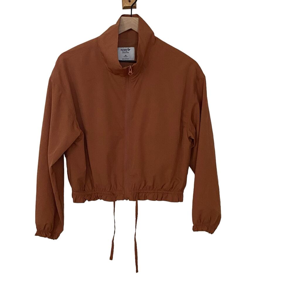 Old Navy Active Womans Size XS Gingerbread Brown Stretch Tech Dry Quick Full Zip